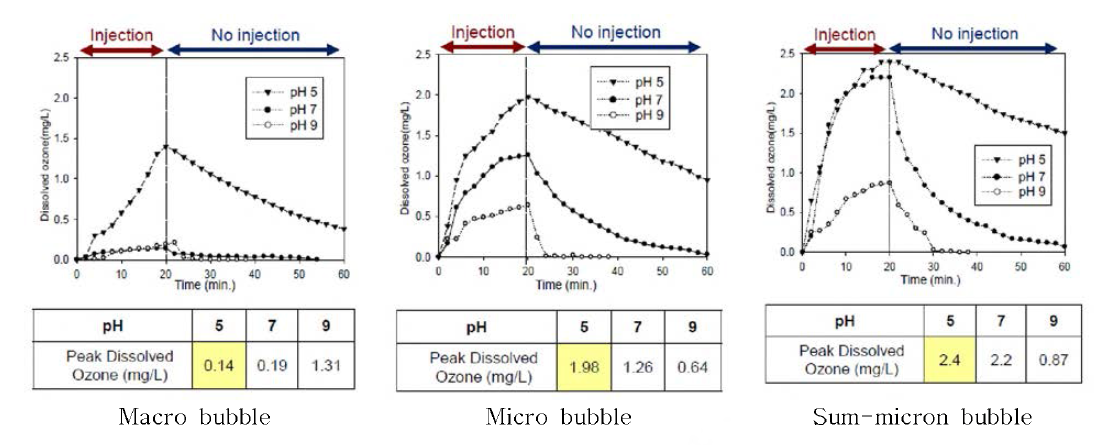 오존주입 시 pH에 따른 오존
