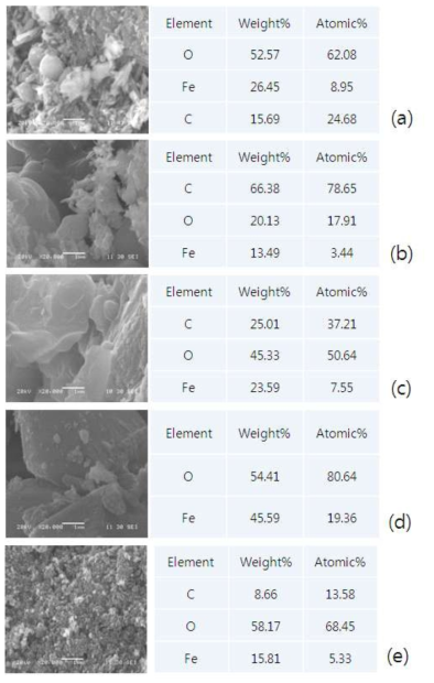SEM images and EDS analysis results of iron acetate