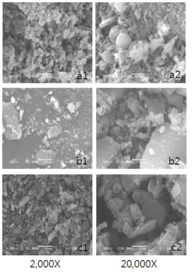 SEM images of iron acetate as a function of filtration method