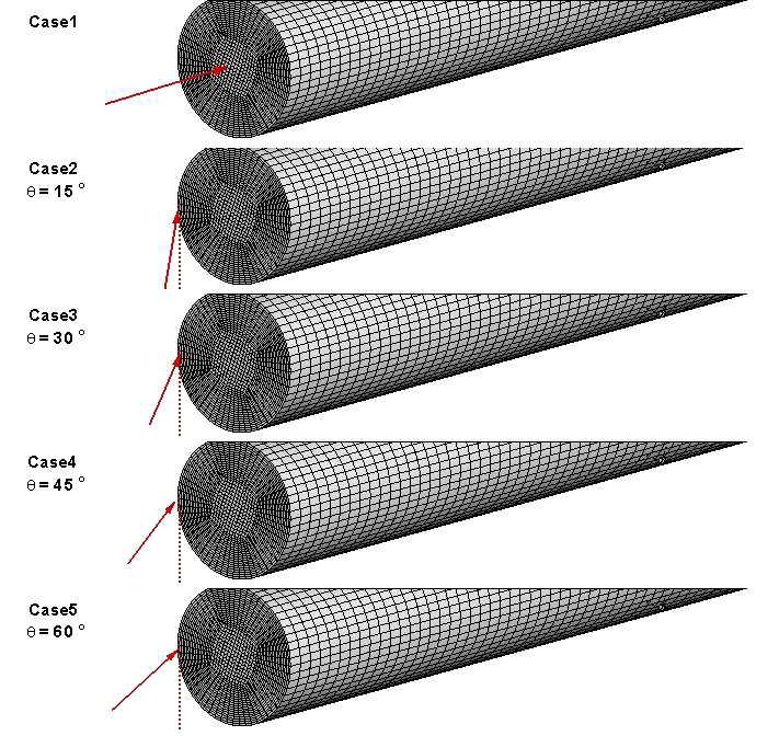 The shape of the constructed grids and the inflow directions at the inlet boundary