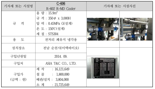 C-606 R-602 R-MD Cooler 설비