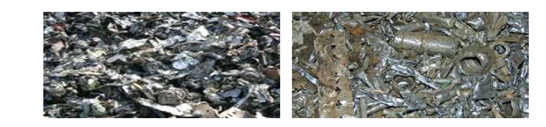 Shredded steel scrap 및 Cast iron scrap 사진