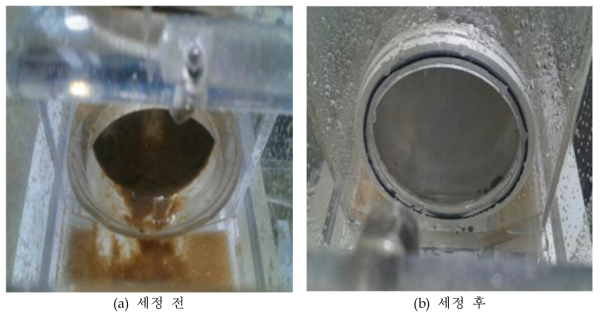 세척 전․후 스테인리스 필터 상태