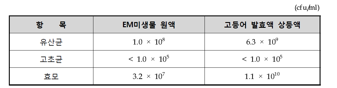 생균수 측정 결과