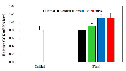 고등어발효액 가공부산물 첨가 농도에 따른 넙치, Paralichthys olivaceus CCK mRNA 변화