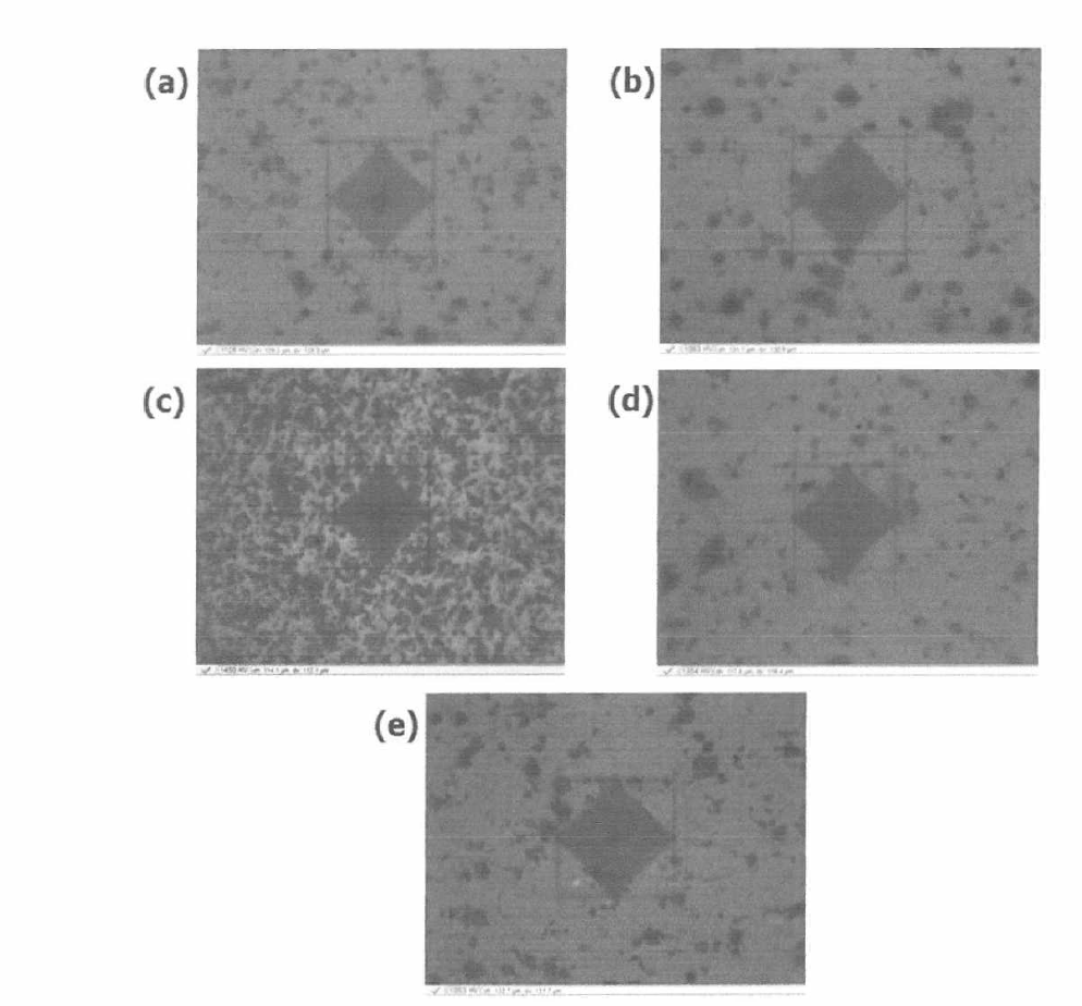 Indentation images of sintered INs #1，INs #2，INs #3，INs #4，and INs #5 samples