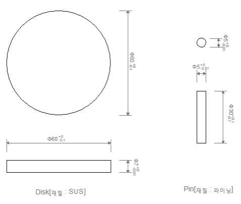 시험용 Disk 및 Pin