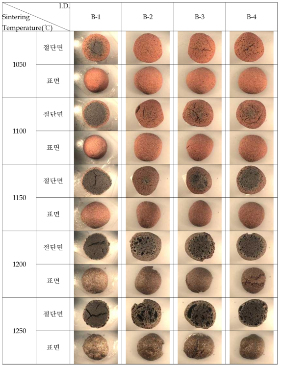 발포제를 첨가한 인공경량골재의 광학이미지.