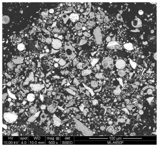 FE-SEM image of the milled ash.