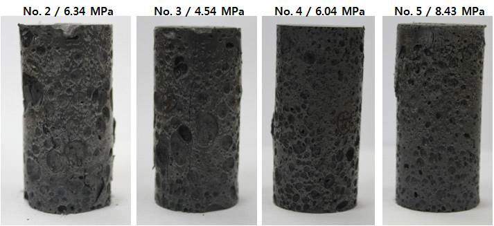 경량 지오폴리머의 압축강도 측정 결과.