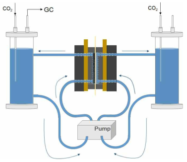 CO 생산을 위한 CO2 환원 단위전지 시스템 모식도