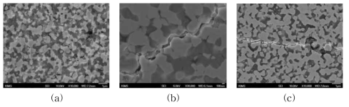 Microstructure of ceramic nano composites prepared by reactions (3-1-1)-(3-1-3) (a) ZrC-SiC, (b) HfC-SiC, (c) TaC-HfC.