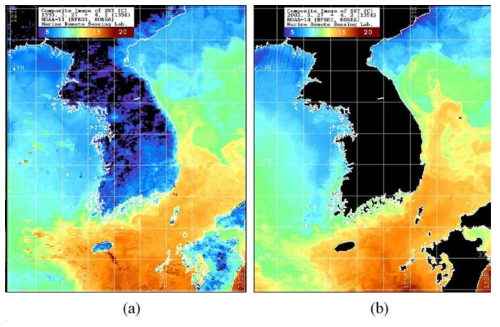 NOAA 위성자료 분석에 의한 한반도 연근해 표면수온분포도