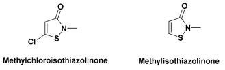 Methylchloroisothiazolinone 및 Methylisothiazolinone의 화학구조