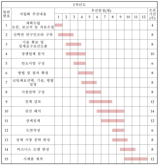 1차년도 사업화 추진 일정