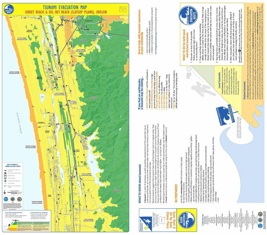 미국 오레곤 SUNSET BEACH & DEL KEY BEACH 지진해일 재해피해예측도