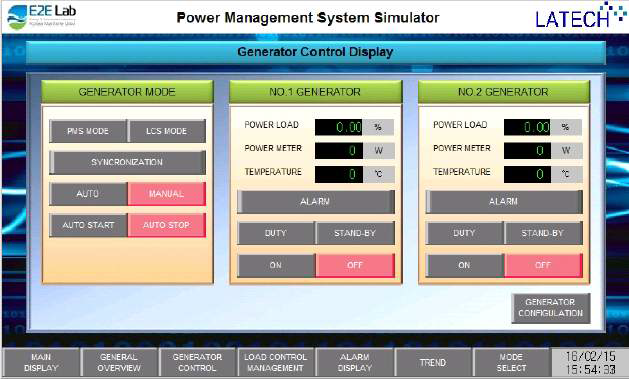 PMS 발전기 제어 화면