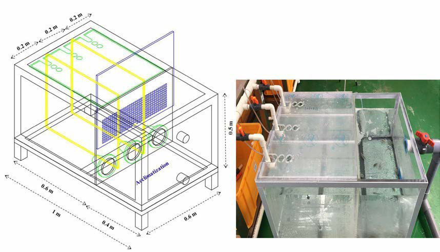 기호성 평가에 이용된 수조의 도면 및 사진