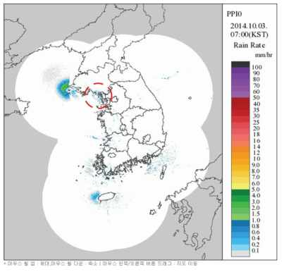 PPI0 images of Korean peninsula at 0700 KST 03 Oct 2014