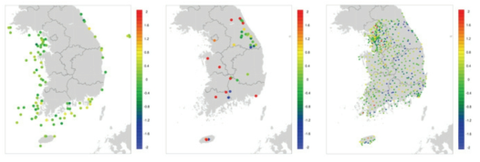 Regional distribution of temperature bias