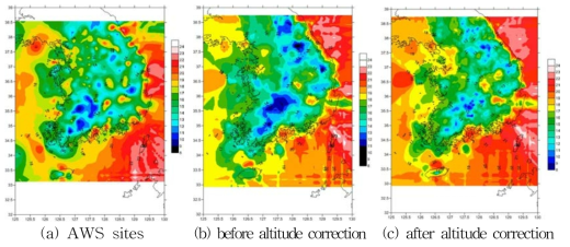 Surface temperature applied by the barnes objective analysis at 2300 LST 26 May 2015.