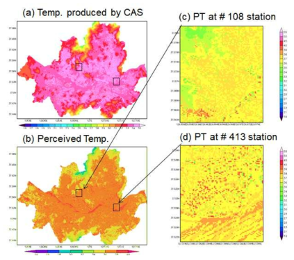 Comparison of thermal condition for the Seoul weather station (#108) and the Gwangjin station (#413).