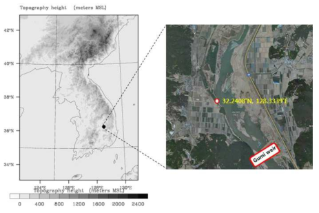 The map of domain for the WRF model. Horizontal grid size of the domain is 1,500 m.