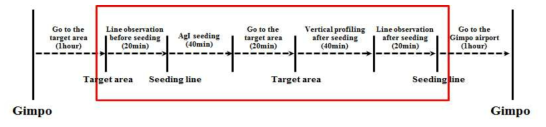 Procedure of the airborne snowfall enhancement experiment.