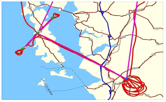 Flight path (red line) on 18 December 2015.