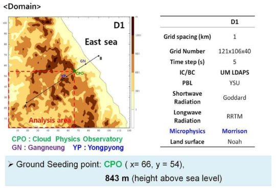 Domain and physics scheme of ground-based seeding simulation.