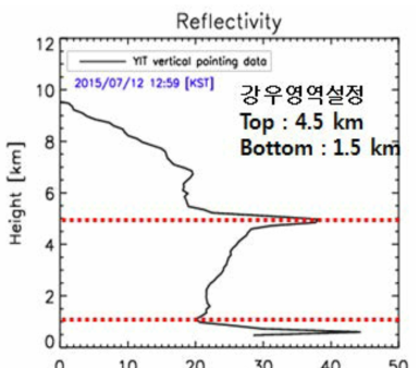 Vertical mean profile of reflectivity.