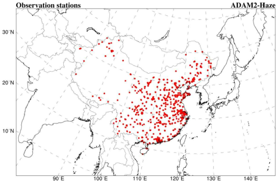 Locations of observation sites in China environment monitoring network.