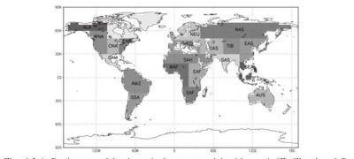 Regions used in th analysis presented in this work