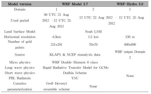 WRF/WRF-Hydro model configuration.