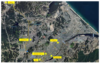 Gangneung Downtown and Synoptic Weather Observation Point.