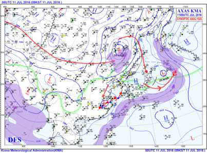 2016.07.11. 00UTC Surface Weather Map