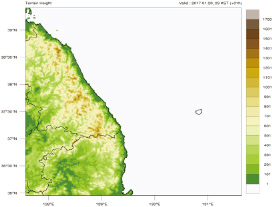 Model domain and topography