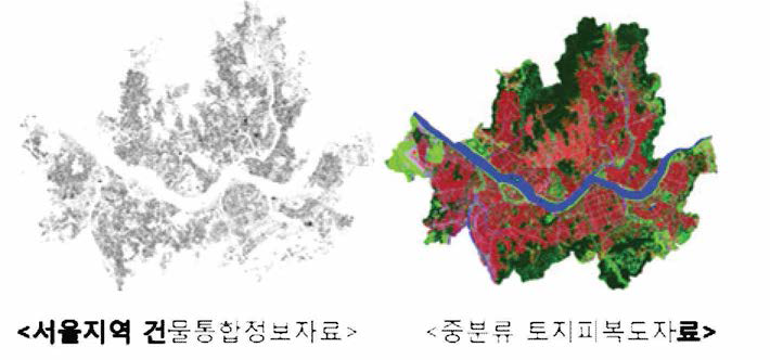 The building total information and land cover data in area of Seoul.