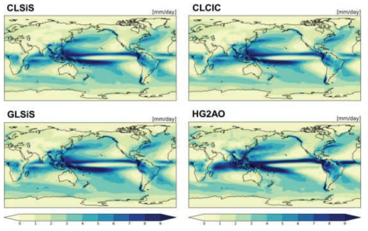 Averaged precipitation for 50 years of piControl experiments.