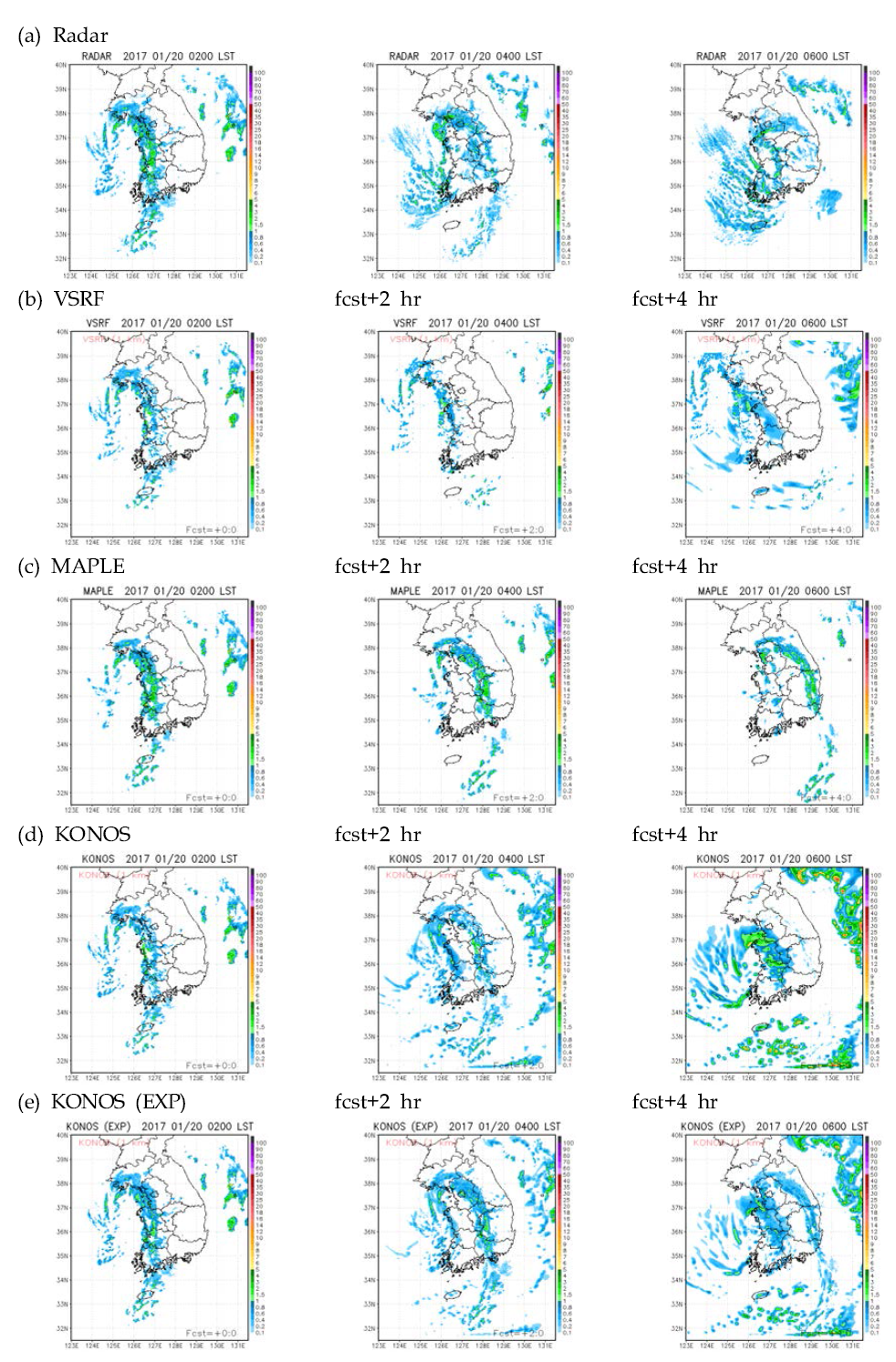 Same as Fig. 3.6.4, except for snow case at 0200 KST 20 Jan 2017.