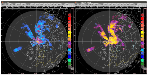 DBMH(left) and DBMV(right) image of February 16, 2017 2215(KST)