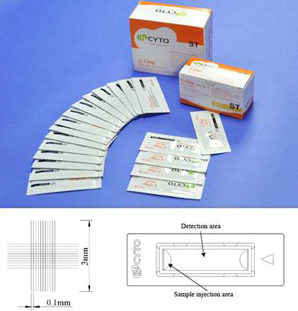 Incyto C-Chip Disposable heamocytometer (DHC-S01, Seman Test 를 사용하여 계수함