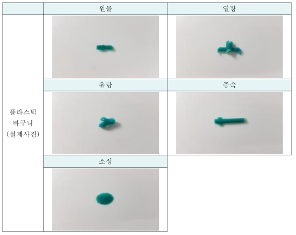플라스틱 바구니(원물)의 제조단계별 실제사진 형태 변화