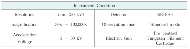 주사전자현미경 기기조건