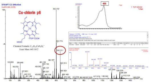 Copper chlorin p6 of SCC on LC-MS chromatogram.