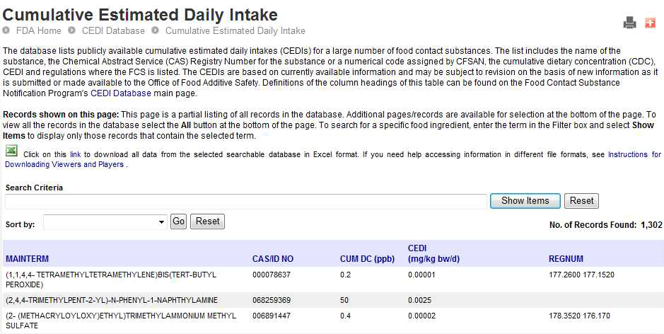 FDA의 CEDI Database 검색엔진