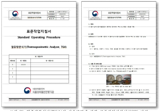 열중량분석기(TGA)의 사용방법에 관한 표준작업지침서(SOP) 마련