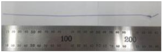 200 mm 이상 길이의 봉합사 측정(예시)