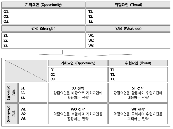 SWOT 분석 결과로부터 의약품 등 안전관리 분야의 중장기 전략방향 설정