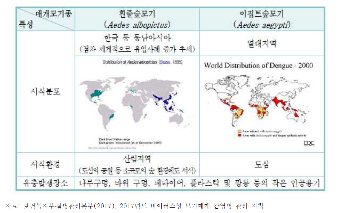 뎅기 바이러스 매개모기 특성